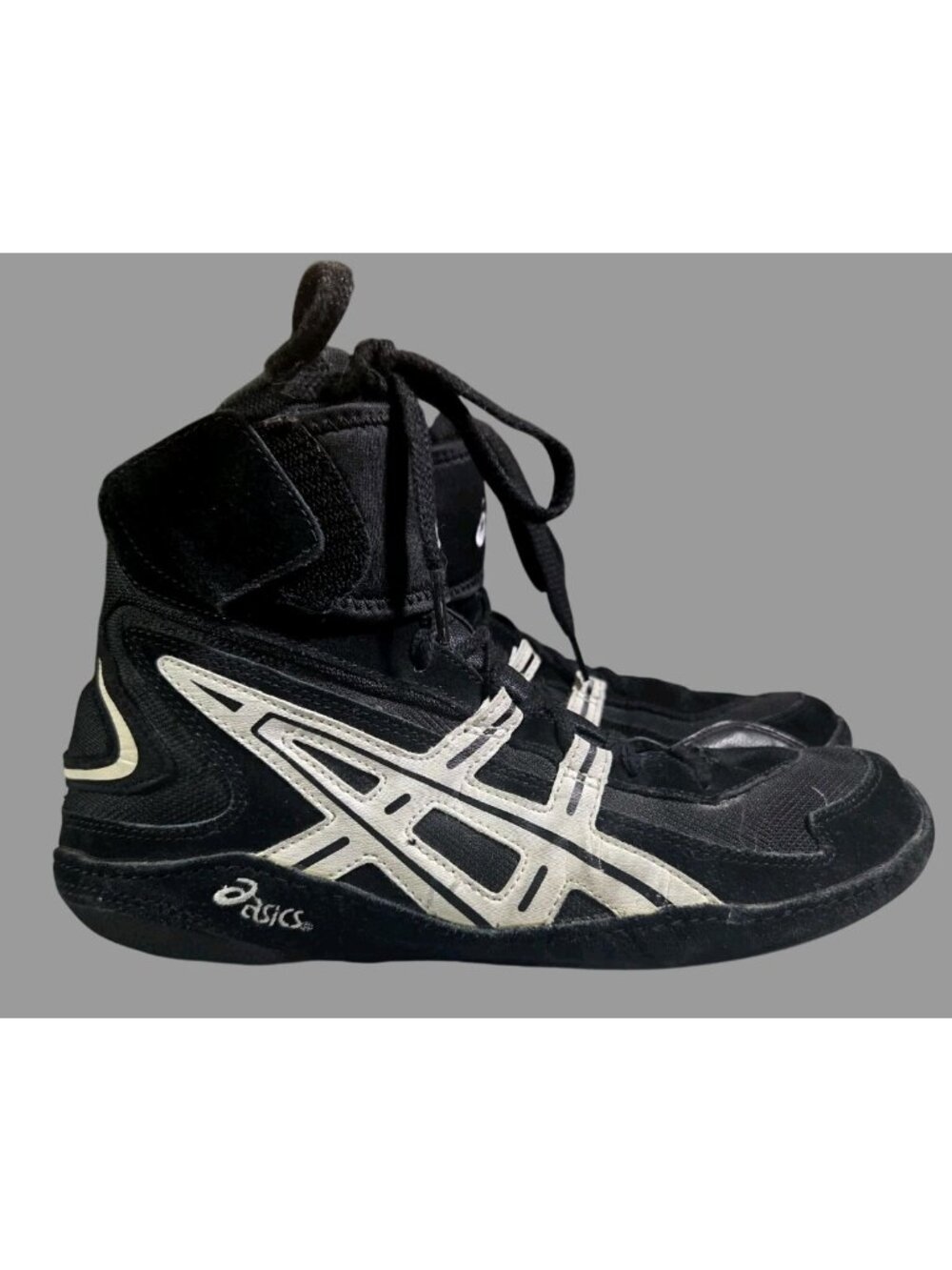 Mens Size 10 Vintage Asics Jackal Black Prime White Attack Wrestling Shoes JL203